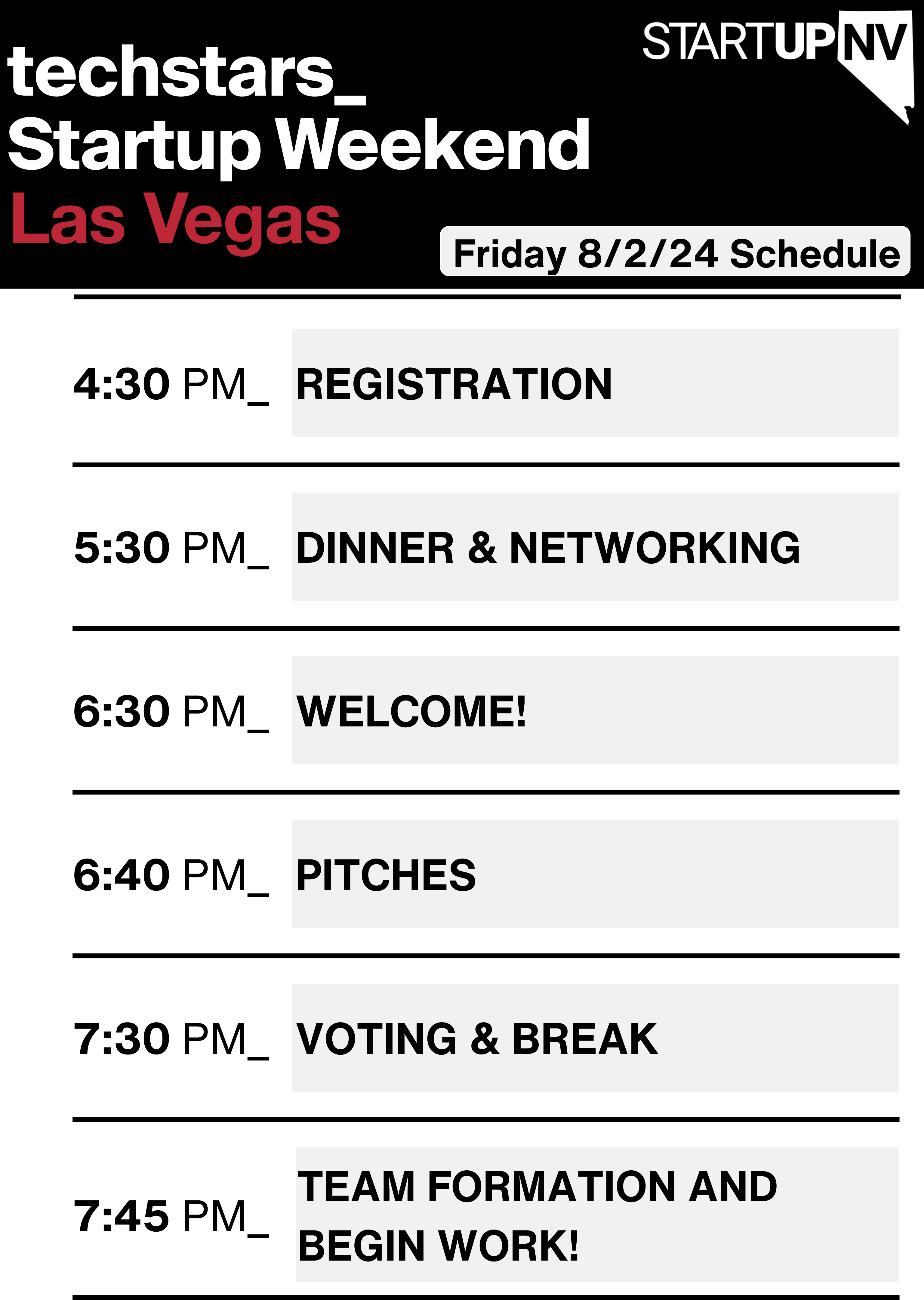 startupweekend schedule<br />
